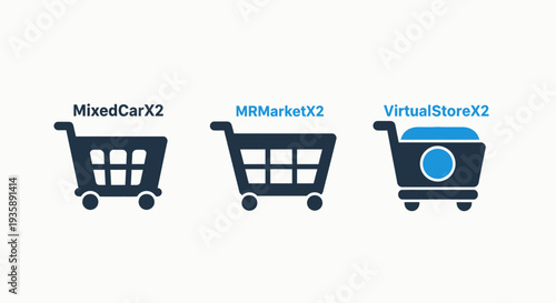 Shopping cart icons representing e-commerce, online retail, and virtual stores. Concepts for digital marketplaces, product selection, and customer transactions.