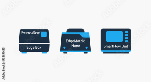 Edge Computing Device Icons: PerceptaEsge, EdgeBox, EdgeMatrix Nano, SmartFlow Unit