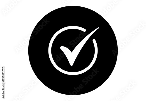 white tick mark icon inside black circle png transparent background