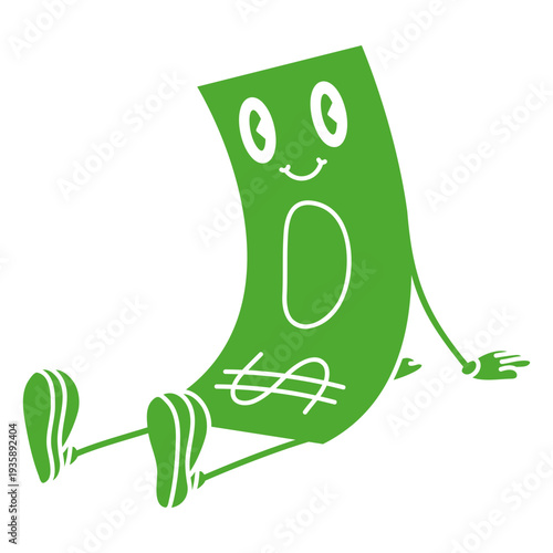 Dollar bill retro cartoon cut out