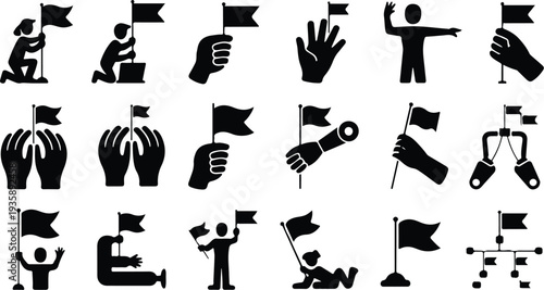 Set of 20 protest icons vector