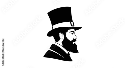 Abraham Lincoln Silhouette Profile Illustration.