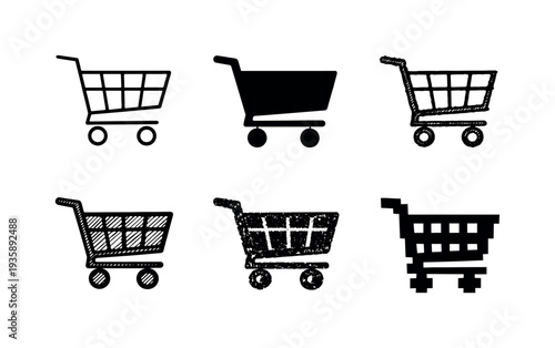 Online shopping cart symbol with basket and wheels representing digital retail and ecommerce purchases | Create ONE image