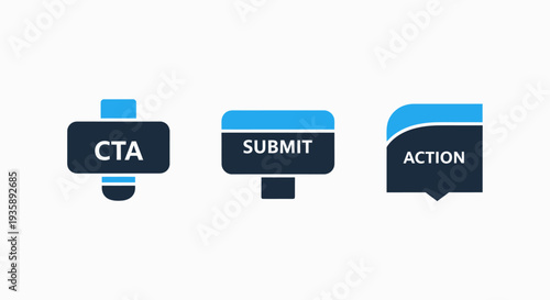 Call to Action (CTA) Buttons and Submit Action Icons for Web Interface Design