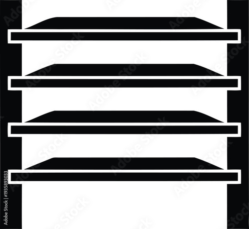 Icon Silhouette of a Four- Tiered Shelf Unit on White shelves shelving