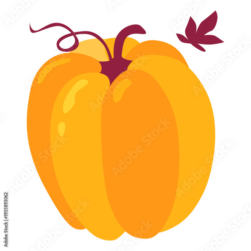 Cute pumpkin stem and leaf