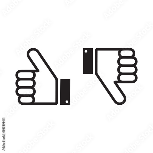 Thumb up and down black icon - social media
