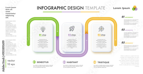 Timeline process infographic 3 step template for presentation, start up project, business strategy, theory basic operation