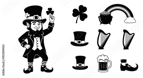 Leprechaun and St Patricks Day Symbols.