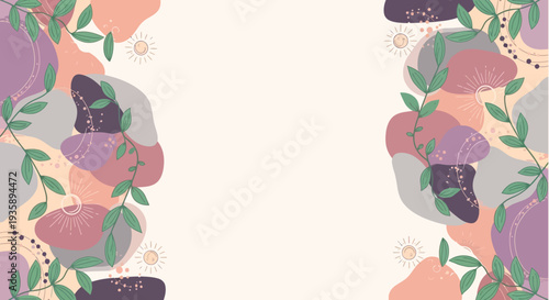 Graceful abstract vector background design showcasing soft organic shapes and delicate leaves, perfect for serene digital art, invitations, or stylish web headers