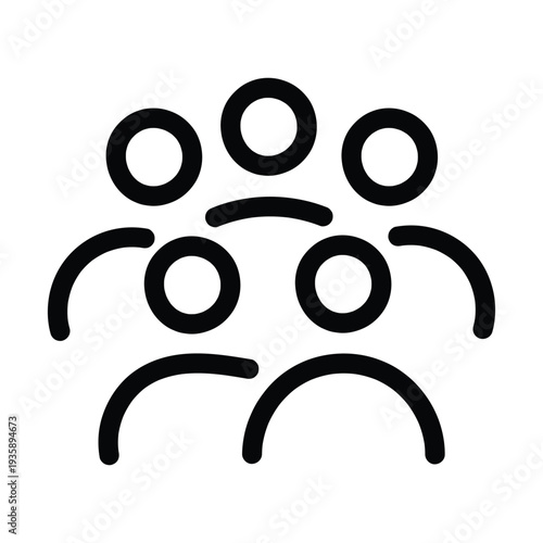 Our employee team, professional collective outline icons. Line signs group of five people. Vector isolated pictograms for web and app on white background editable stroke.