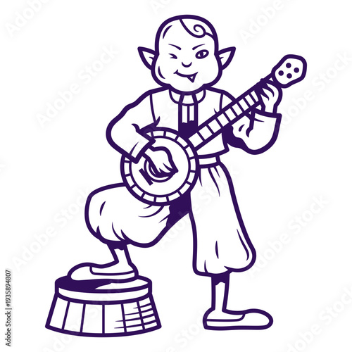 Circus monster playing banjo