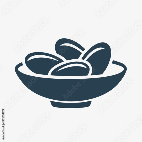 Simple illustration of a bowl full of dark-colored Dates