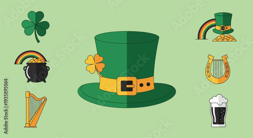 St Patricks Day Green Hat with Shamrock.
