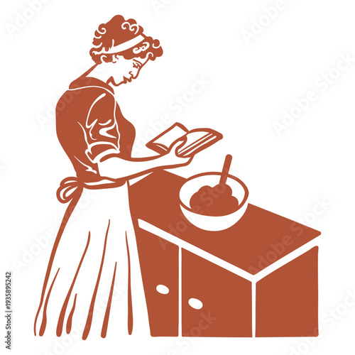 50s woman cooking thanksgiving dinner