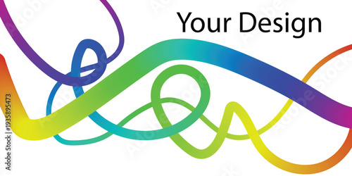 Abstract Rainbow Gradient Wave Background with Colorful Fluid Intertwined Lines on White