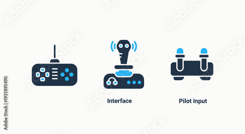 Gaming Controller and Pilot Interface Input Icons for Remote Drone and Digital Simulation Control