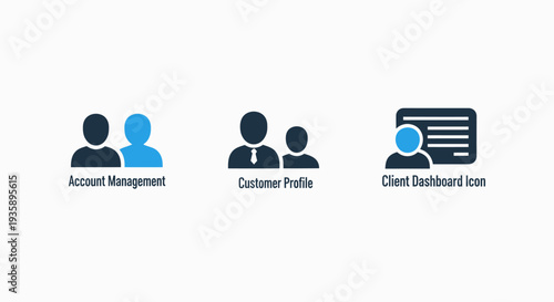 Account Management and Customer Profile Icons for Client CRM Systems and Business Dashboard Interfaces