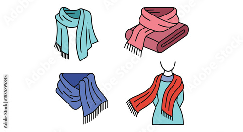 Shawl Line art vector set minimal abstract design illustration