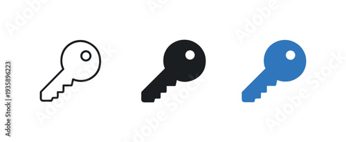 Identical Key Icons. Within cybersecurity login context conveyed by identical key icons positioned evenly from left to right, each