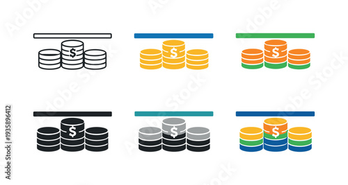 Concept illustrating economic equilibrium depicted as a level bar resting calmly above stacked currency discs, symbolizing