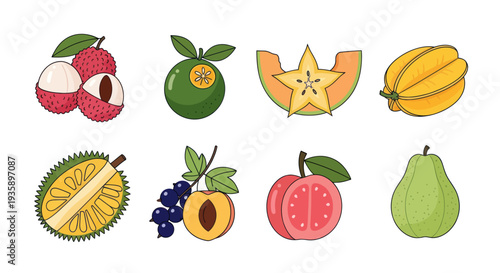 Cartoon fruit assortment illustration