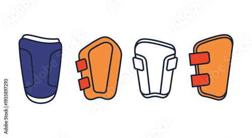 Shin Guard Line art vector creative tone color illustration