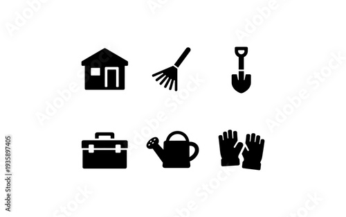 Gardening and home maintenance icon set for informative design