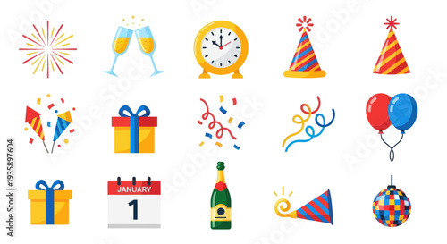 Celebration icons party decorations and symbols