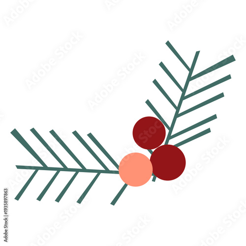 Christmas flat mistletoe delicate