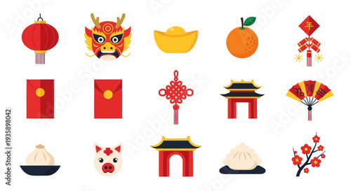 Chinese new year icon set