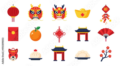 Chinese new year icons and elements