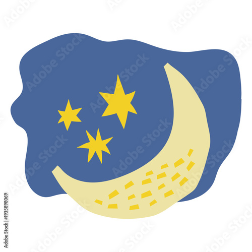 Nature scenery moon and stars semi flat