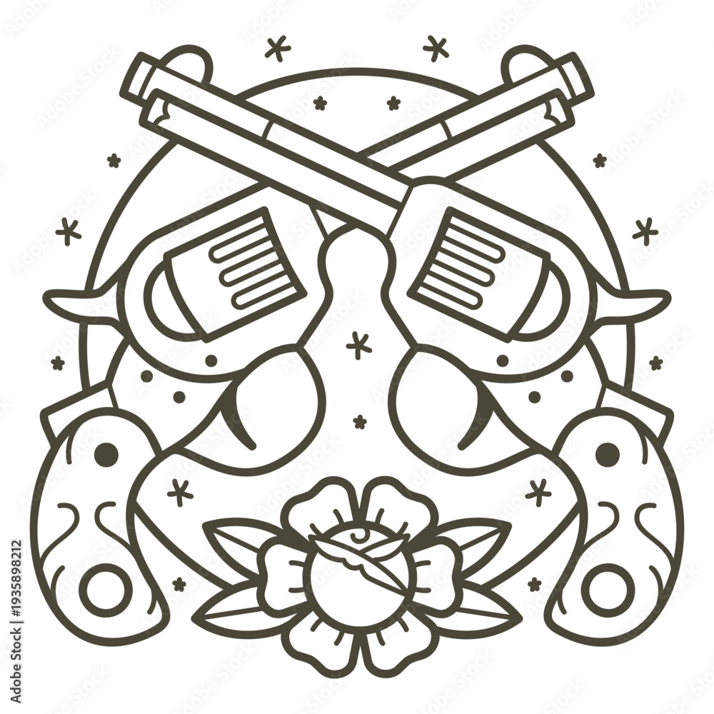 Fototapeta premium Wild west revolvers design stroke