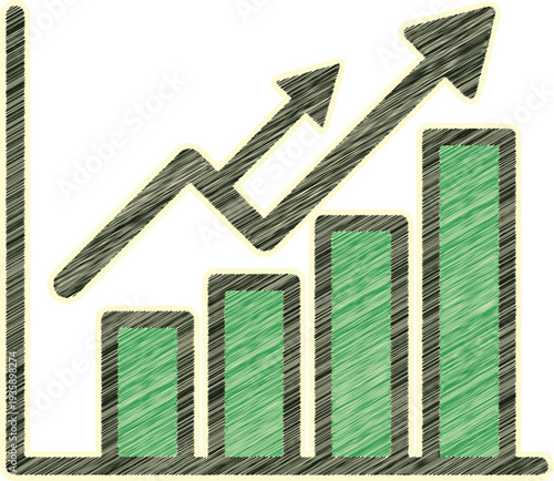 Business Success Bar Chart Arrow Scribble Embroidery Sticker Patch