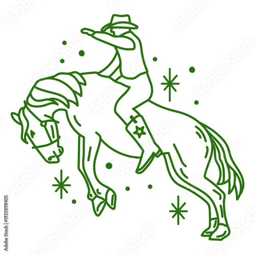 Cowboy and horse jumping tatttoo element