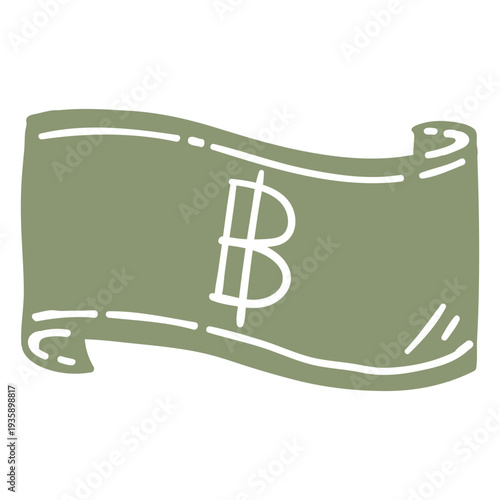 Baht currency bill cut out