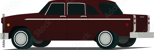 Classic old car angled rear side view illustration