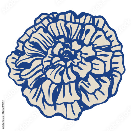 Day of the dead blue and gray carnation flower color stroke