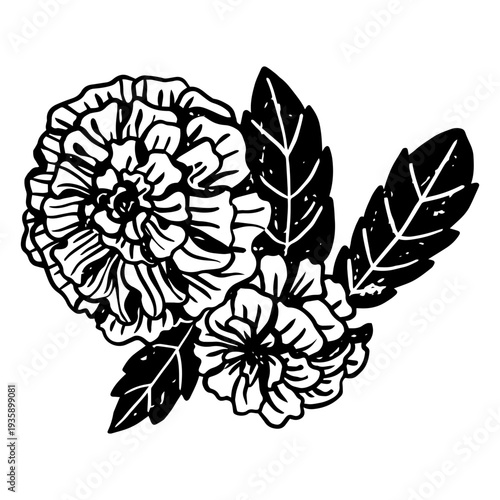 Day of the dead carnations decoration filled stroke