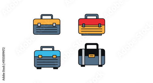 Toolbox Line art vector set clean color illustration