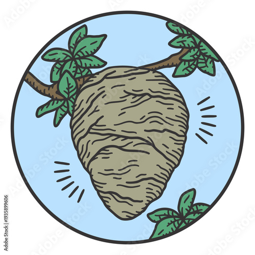 Bee hive natural element color stroke