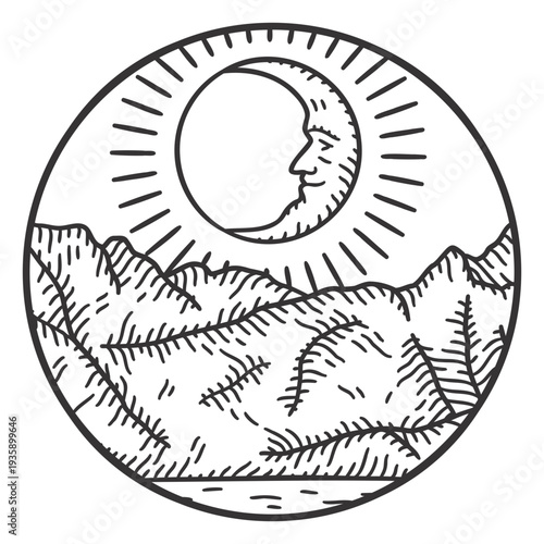 Mountain and night landscape stroke