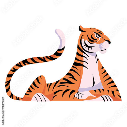 Tiger lying semi flat element
