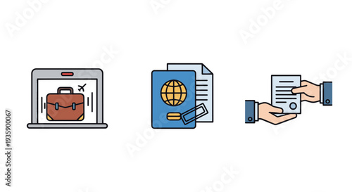 Customs Line art colorful shape vector illustration