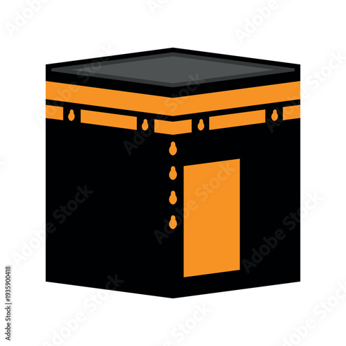 khana kaaba makkah shareef holy worship place black and yellow colors illustration vector design on white background