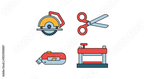 Cutting Machine Line art abstract colorful illustration