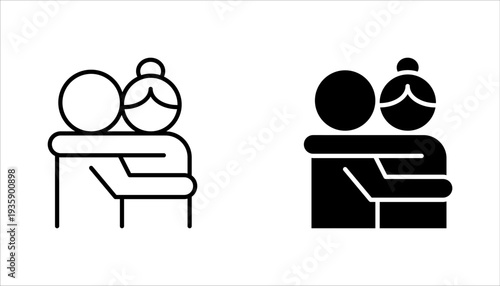 hug icon set, Lover, friendship, relationship icon set in thin line style, vector illustration on white background