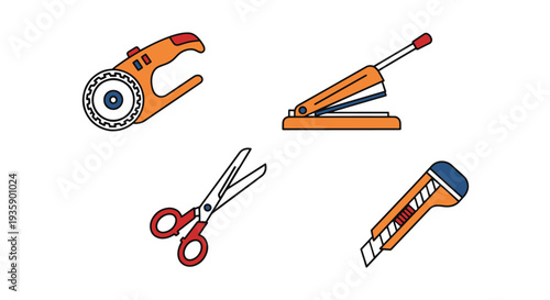 Cutting Machine Line art soft elegant color illustration