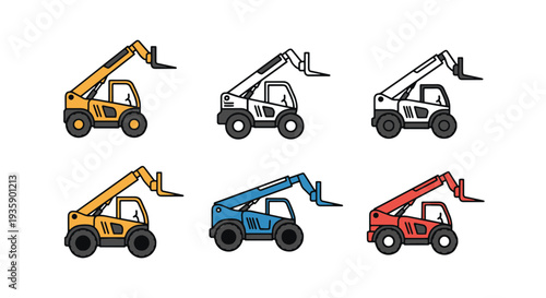 Telehandler Line art vector modern smooth minimal illustration